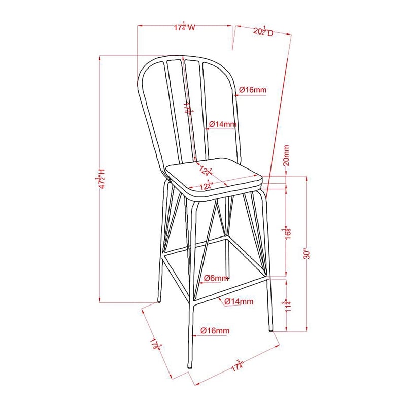 Furniture of America Chelsea Metal Windsor Bar Stool in White (Set of 2)