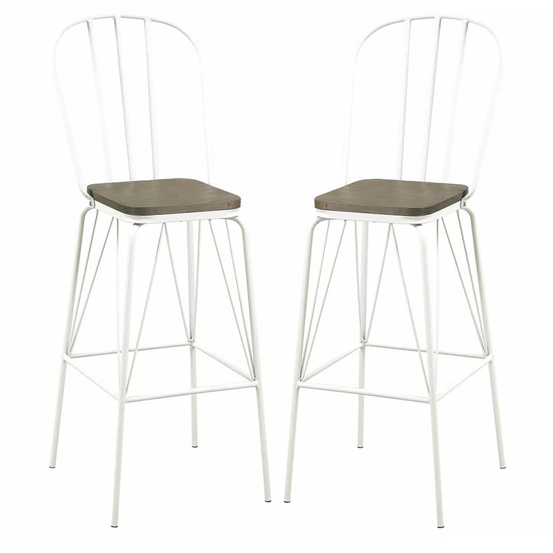 Furniture of America Chelsea Metal Windsor Bar Stool in White (Set of 2)