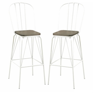 furniture of america chelsea cottage windsor metal bar stool in white (set of 2)