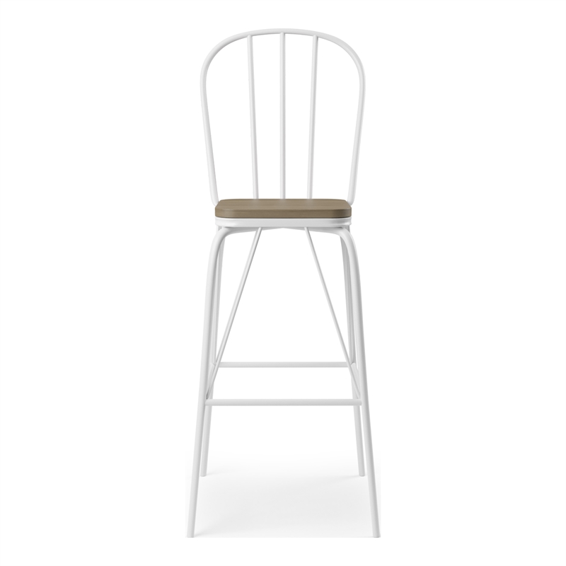 Furniture of America Chelsea Metal Windsor Bar Stool in White (Set of 2)