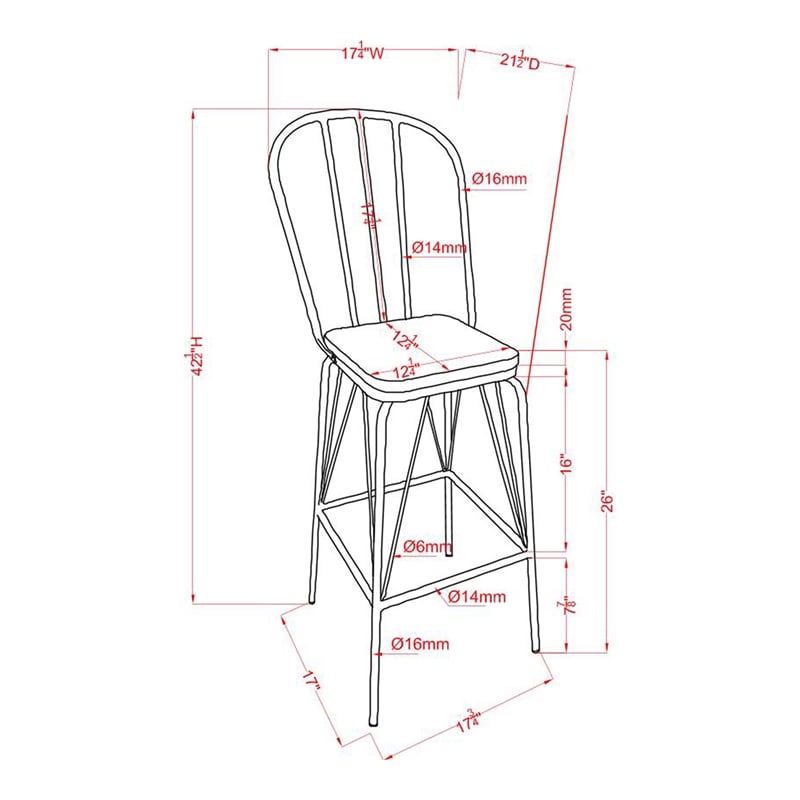 Furniture of America Chelsea Metal Windsor Pub Chair in White (Set of 2)