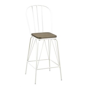 Furniture of America Chelsea Metal Windsor Pub Chair in White (Set of 2)