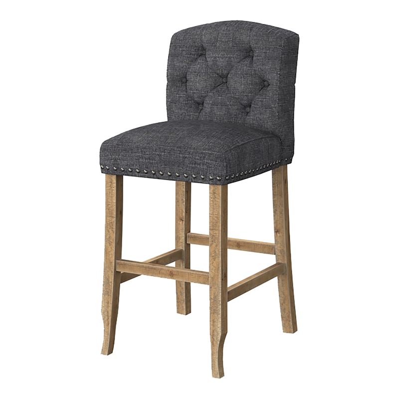 Furniture of America Liston Rustic Fabric Bar Stool in Dark Gray (Set of 2)
