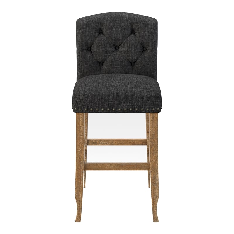 Furniture of America Liston Rustic Fabric Bar Stool in Dark Gray (Set of 2)