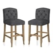 Furniture of America Liston Rustic Fabric Bar Stool in Dark Gray (Set of 2)