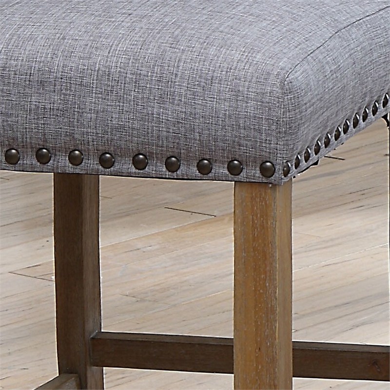 Furniture of America Liston Rustic Fabric Bar Stool in Light Gray (Set of 2)