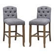 Furniture of America Liston Rustic Fabric Bar Stool in Light Gray (Set of 2)