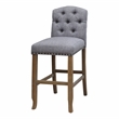 Furniture of America Liston Rustic Fabric Bar Stool in Light Gray (Set of 2)