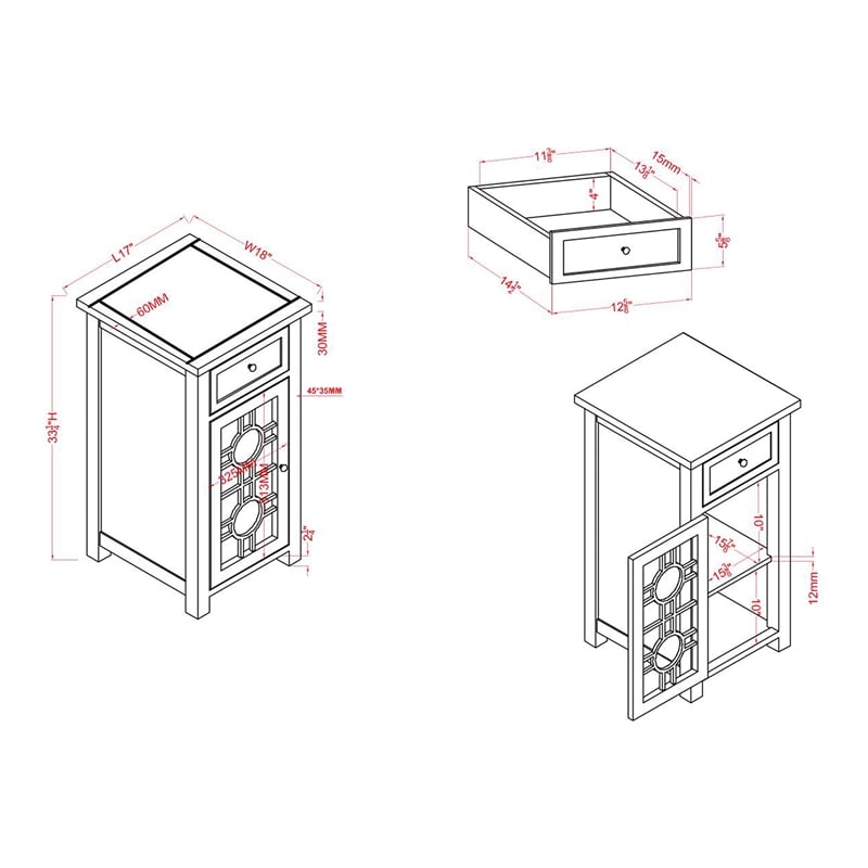 Furniture of America Jennifer I Wood 1-Drawer Side Table in Antique White