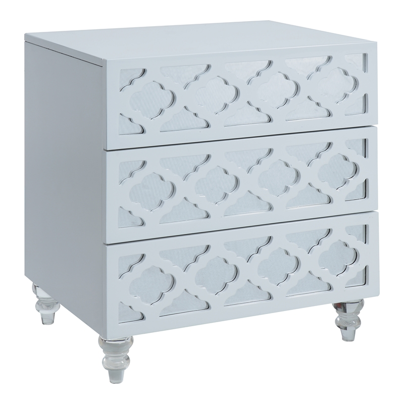 Furniture of America Elizabeth Engineered Wood 3-Drawer End Table - Glossy White