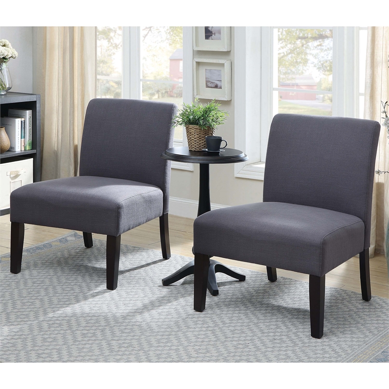 Furniture of America Lapira Wood 3-Piece Accent Table and Chair Set in Gray
