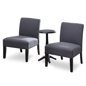 Furniture of America Lapira Wood 3-Piece Accent Table and Chair Set in Gray