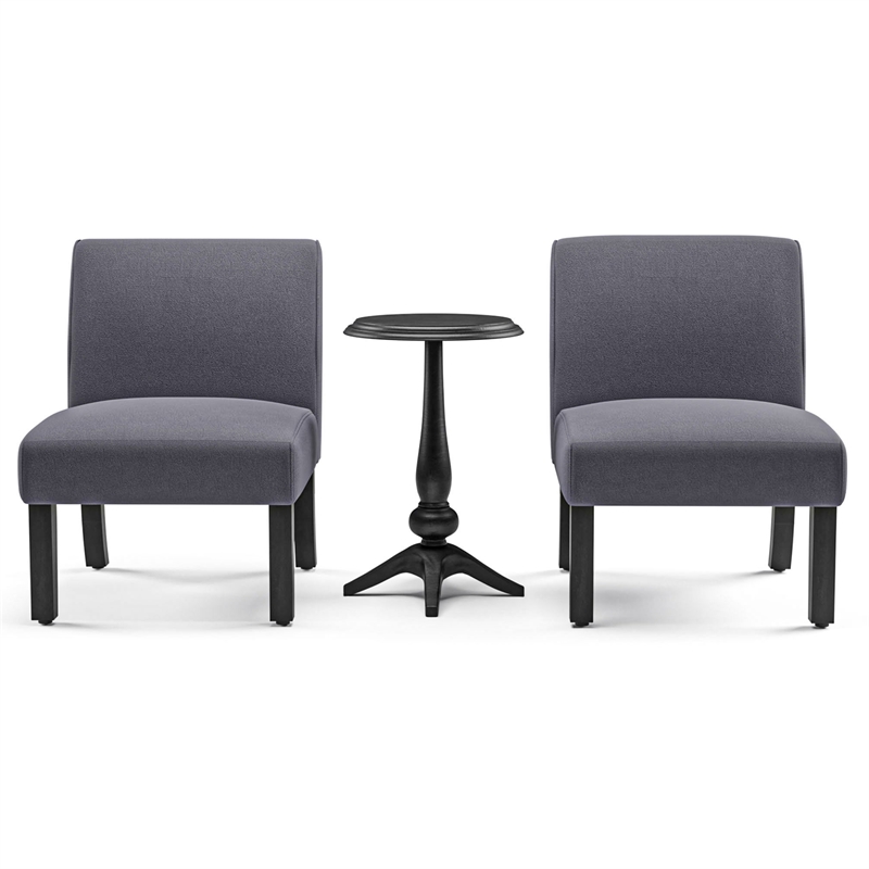Furniture of America Lapira Wood 3-Piece Accent Table and Chair Set in Gray