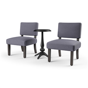 furniture of america jetson wood 3-piece accent table and chair set in gray