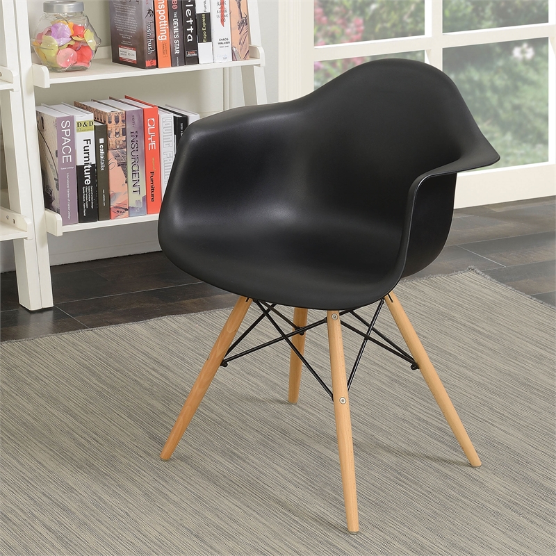 Furniture of America Ashton Plastic Dining Arm Chair in Black (Set of 2)
