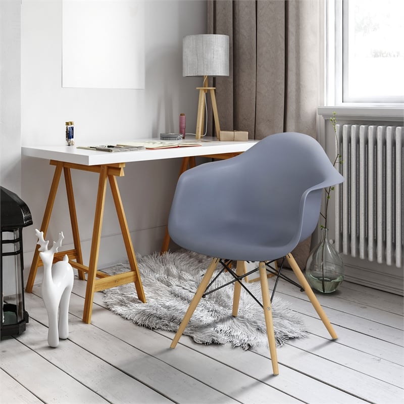 Furniture of America Ashton Plastic Dining Arm Chair in Gray (Set of 2)