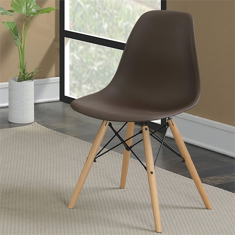 Furniture of America Ashton Plastic Dining Side Chair in Brown (Set of 2)