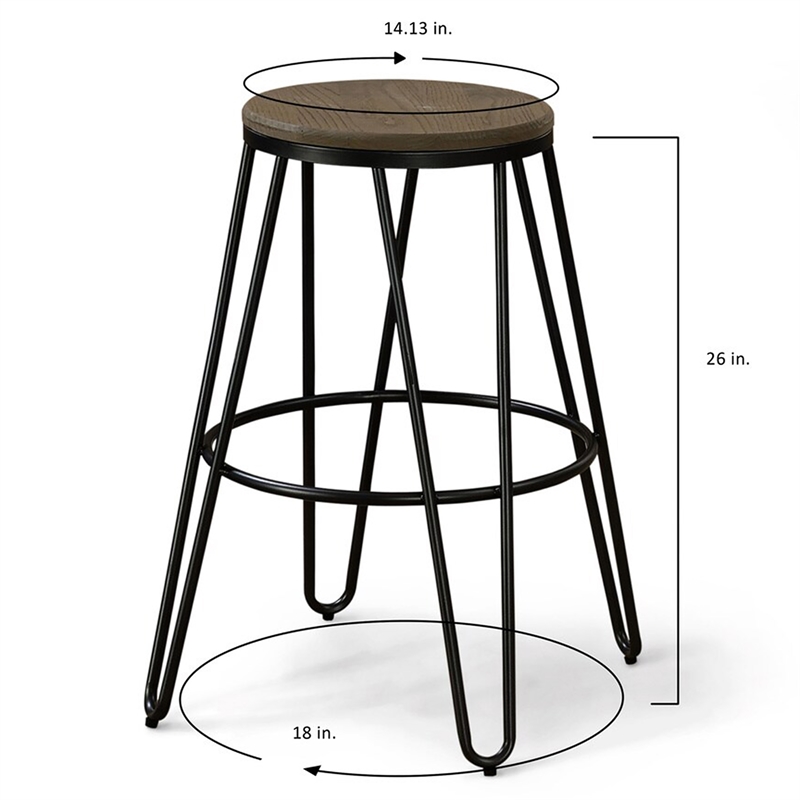 Furniture of America Mandy Metal Bar Stool in Silver Gun Metal (Set of 2)