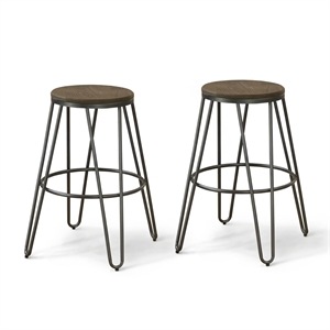 Furniture of America Mandy Metal Bar Stool in Silver Gun Metal (Set of 2)