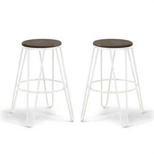 Furniture of America Mandy Metal Bar Stool in White (Set of 2)