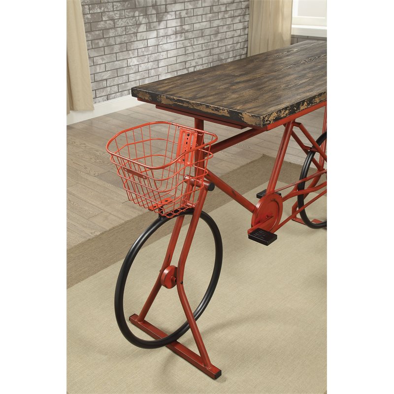 Furniture of America Stratus Industrial Metal Bike Bar Table in Red