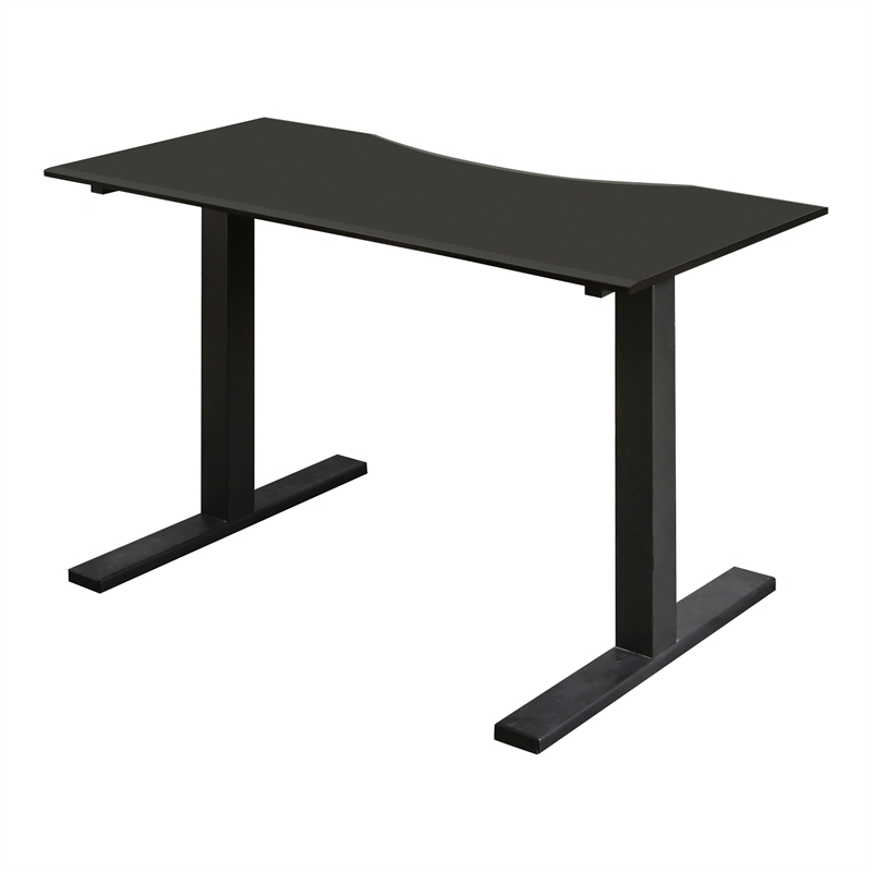 Furniture of America Seantay Metal Adjustable Long Desk with USB in Black