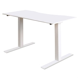 Furniture of America Seantay Metal Adjustable Long Desk with USB in White
