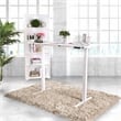 Furniture of America Seantay Metal Adjustable Long Desk with USB in White