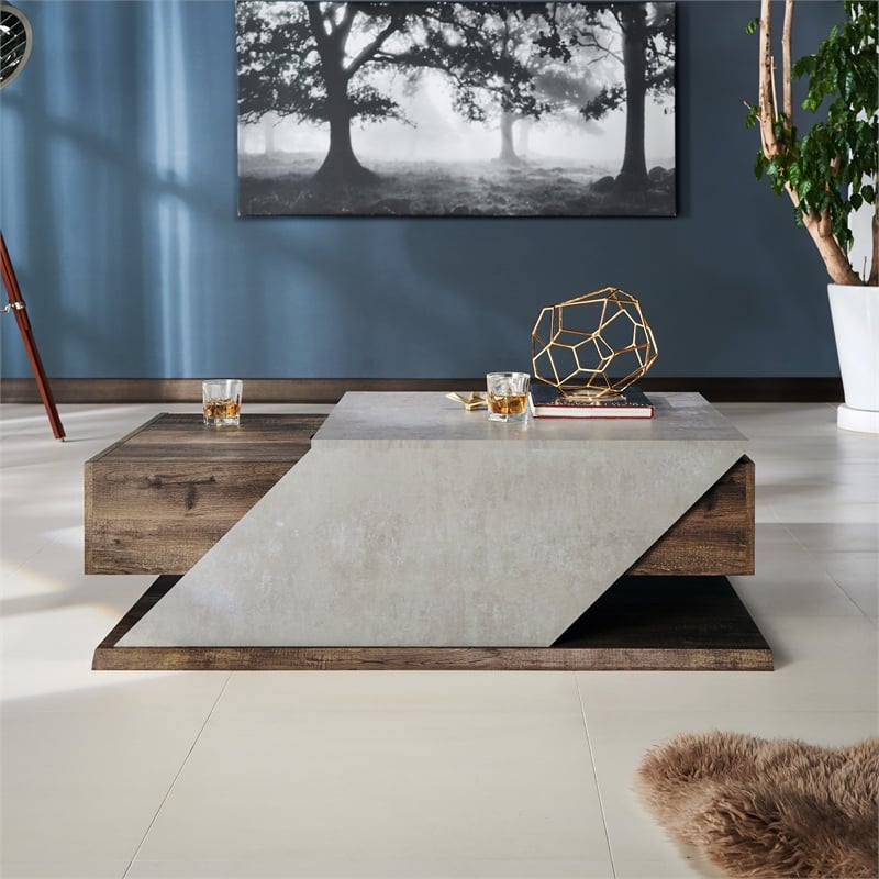 Furniture of America Menster Modern Wood Storage Coffee Table in Reclaimed Oak