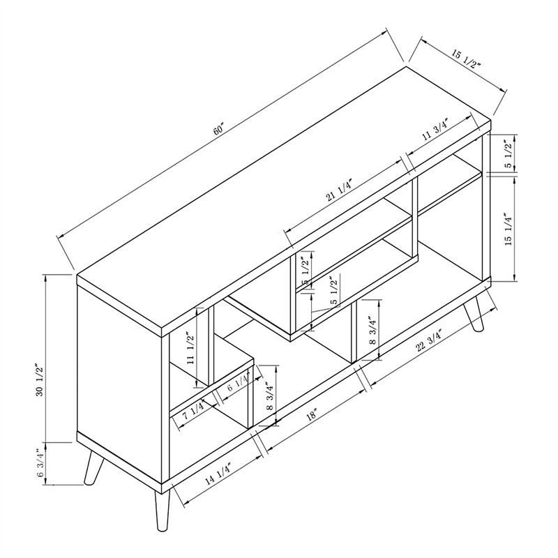 Furniture of America Nahmene Mid-Century Wood 7-Shelf TV Stand in Gray