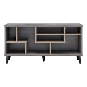 Furniture of America Nahmene Mid-Century Wood 7-Shelf TV Stand in Gray
