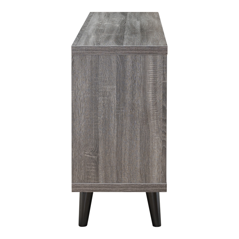 Furniture of America Nahmene Mid-Century Wood 7-Shelf TV Stand in Gray