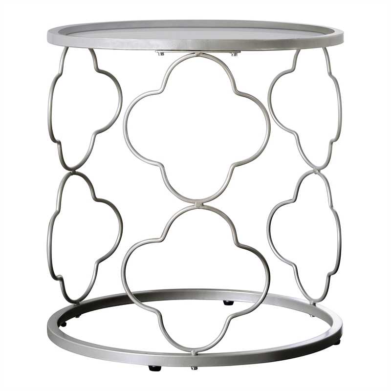 Furniture of America Nellie Transitional Metal End Table in Champagne Gold
