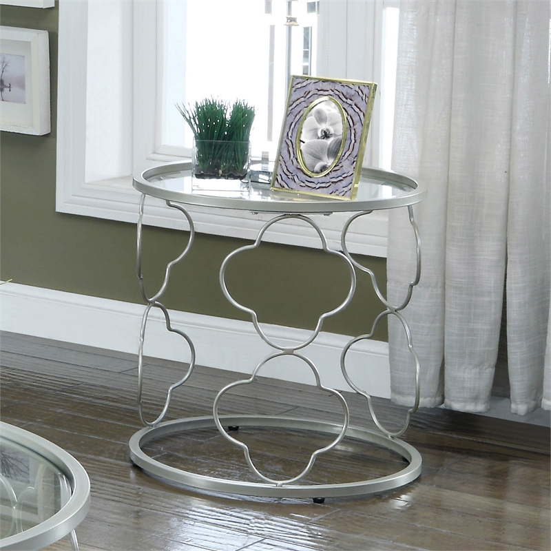 Furniture of America Nellie Transitional Metal End Table in Champagne Gold