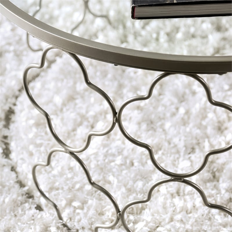 Furniture of America Nellie Transitional Metal End Table in Champagne Gold