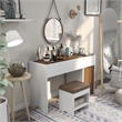 Furniture of America Caron Wood 2pc Flip-Top Vanity Table Set in White & Walnut