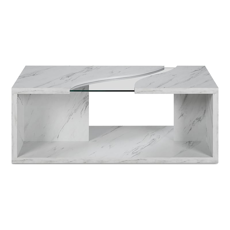 Furniture of America Lenu Contemporary Wood Storage Coffee Table in White