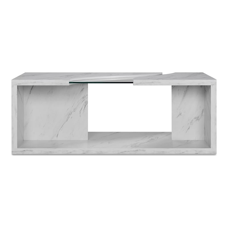 Furniture of America Lenu Contemporary Wood Storage Coffee Table in White