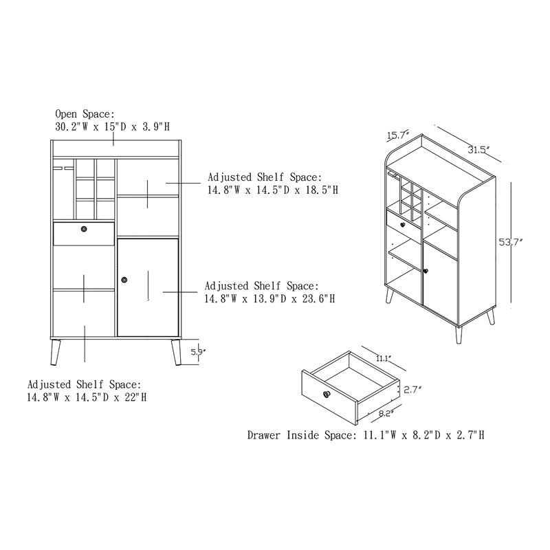 Furniture of America Alzon Wood Multi-Storage Wine Rack in Distressed Walnut