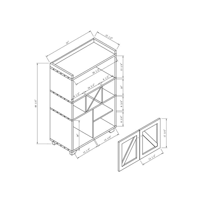 Furniture of America Glamdon Farmhouse Wood 4-Bottle Wine Rack in Vintage Walnut