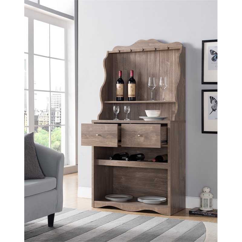 Furniture of America Hazleton Wood MultiStorage Baker Rack in Hazelnut