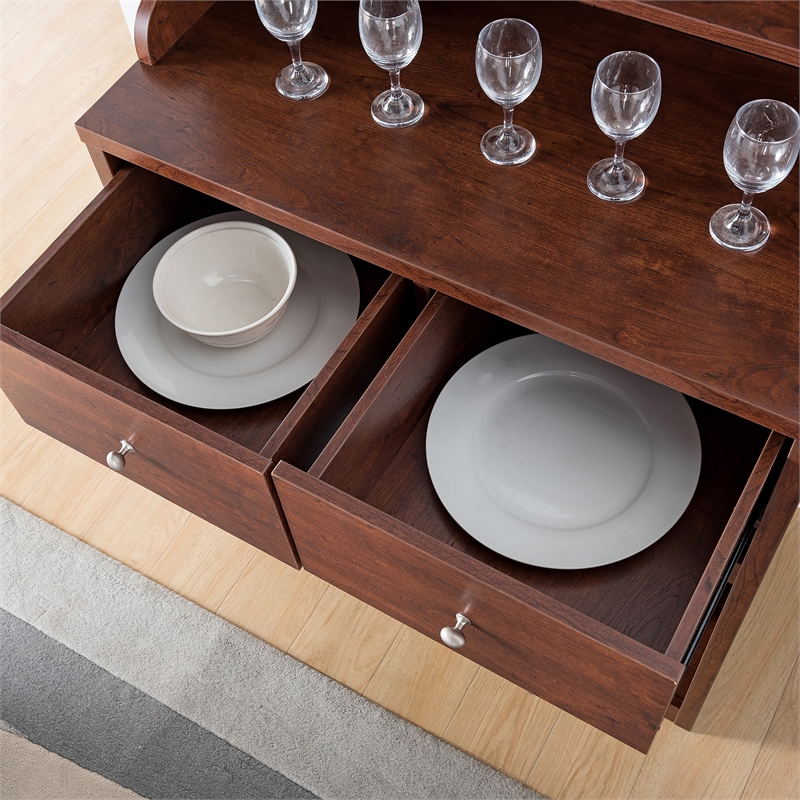 Furniture of America Hazleton Wood Multi-Storage Baker Rack in Vintage Walnut