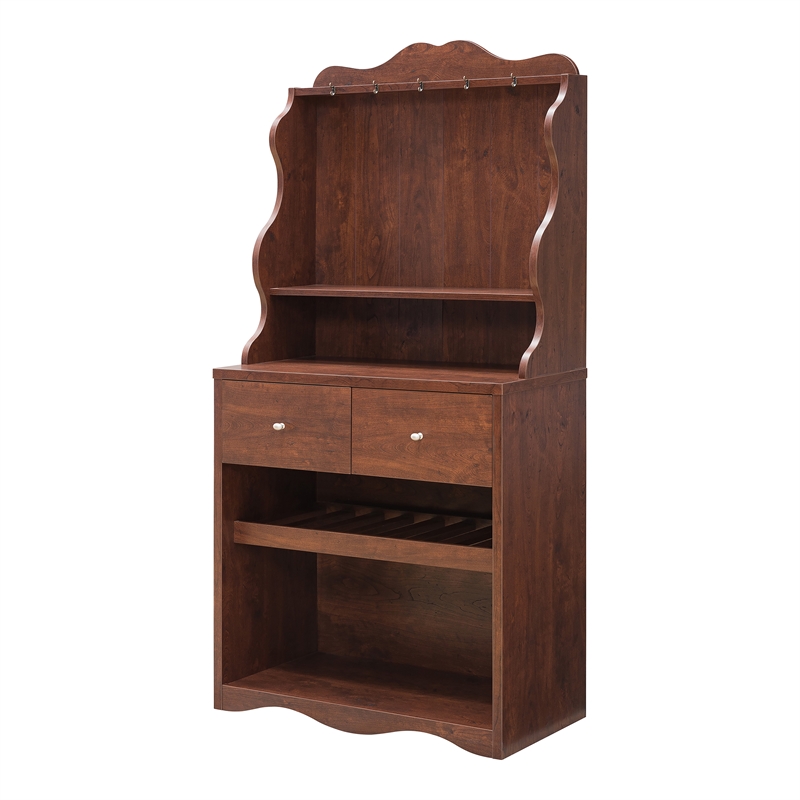Furniture of America Hazleton Wood Multi-Storage Baker Rack in Vintage Walnut