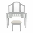 Furniture of America Aleana Contemporary Wood 3-Piece Vanity Set in Silver