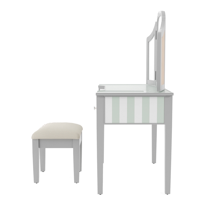 Furniture of America Aleana Contemporary Wood 3-Piece Vanity Set in Silver