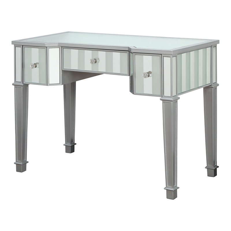 Furniture of America Aleana Contemporary Wood 3-Piece Vanity Set in Silver