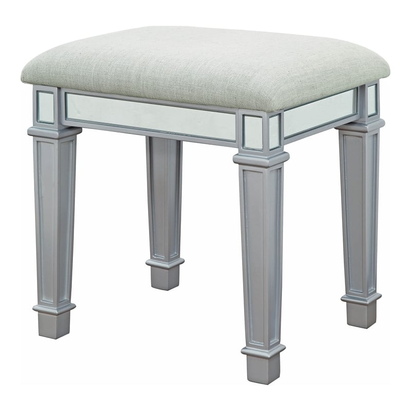 Furniture of America Aleana Contemporary Wood 3-Piece Vanity Set in Silver