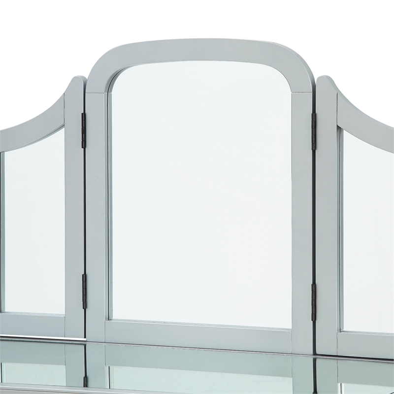 Furniture of America Aleana Contemporary Wood 3-Piece Vanity Set in Silver