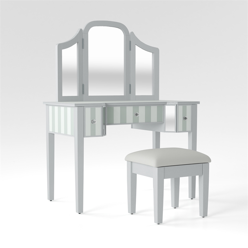 Furniture Of America Aleana Contemporary Vanity Set In Silver Idf Dk6361sv