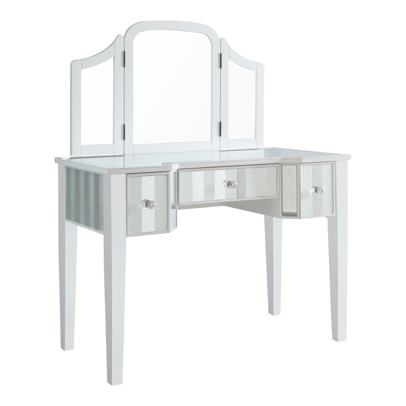 Furniture of America Aleana Contemporary Wood 3-Piece Vanity Set in White